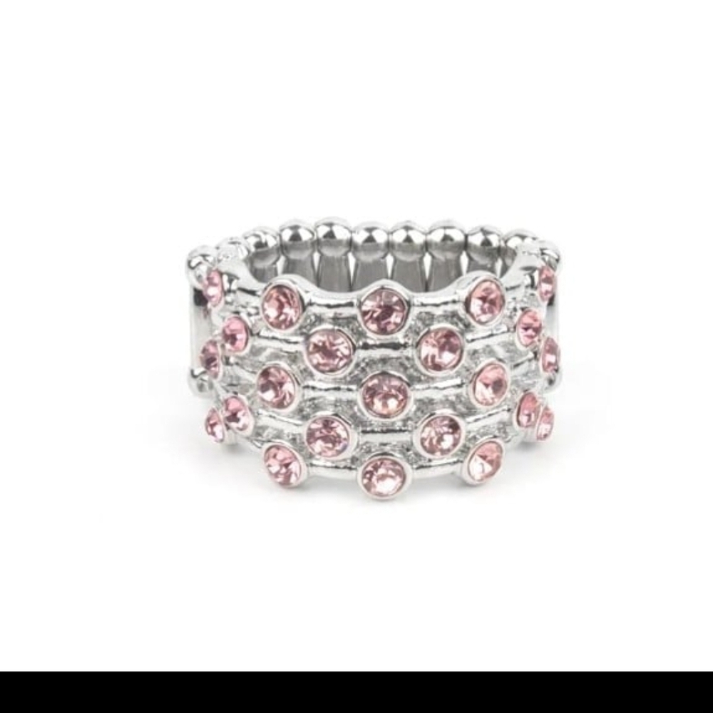 Metro Motivation Pink Paparazzi Silver-Tone  with Pink Crystal Rows Fashion
